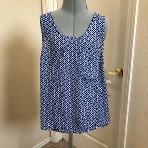 PINK MARTINI blue geometric loose tank